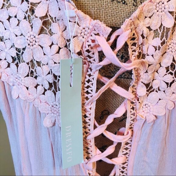 DRESSFO embroidered blouse track top pink sz L - Picture 7 of 8